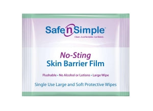 Safe 'n Simple Skin Barrier Film Wipes - Skin Barrier No-Sting Wipe, Large, 25 per Pack - SNS00807