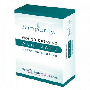 Safe n Simple Simpurity Silver Alginate Wound Dressing - Silver Alginate Dressing, 2" x 2" - SNS51702