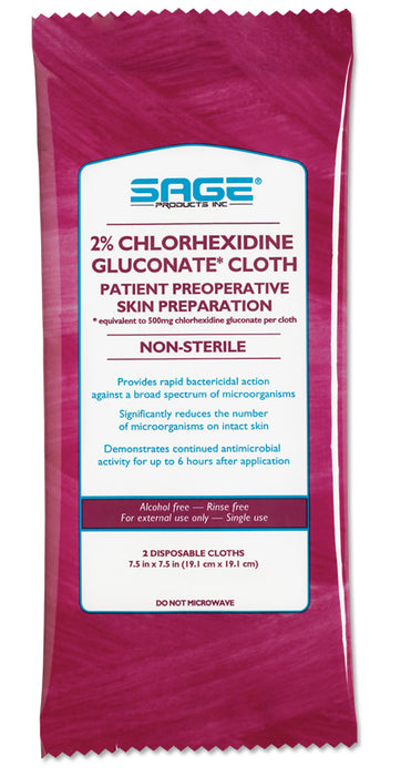 2% Chlorhexidine Gluconate Cloths by Sage Products