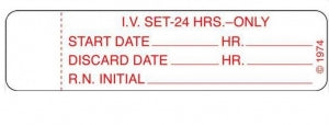 Shamrock Scientific Labels for Intravenous Tubing Changes - IV TUBING LABEL, 24 HOUR - IV-1