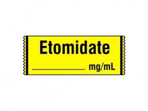 Shamrock Scientific Drug Labels for Induction Agents - Etomidate Date, Yellow, 1/2", 500/Roll - SA-200