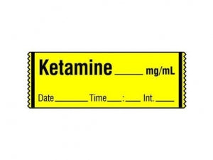 Shamrock Scientific Anesthesia Drug Labels with Date / Time / Initial - Syringe Tape, Ketamine - SA-201-DTI