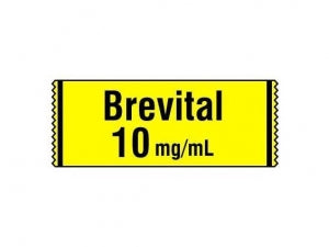 Shamrock Scientific Drug Labels for Induction Agents - Brevital Yellow Tape, 10 mg / mL, 1/2", 500/ Roll - SA-208