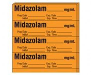 Shamrock Scientific Medication / Drug Labels - Anesthesia Drug Label for Syringe Identification, Midazolam, Exp, Date, Time, 1/2" x 2", Orange - SA-212-EXP-PK