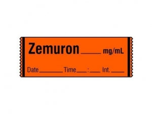 Shamrock Scientific Anesthesia Drug Labels with Date / Time / Initial - Syringe Tape, Zemuron - SA-2215-DTI