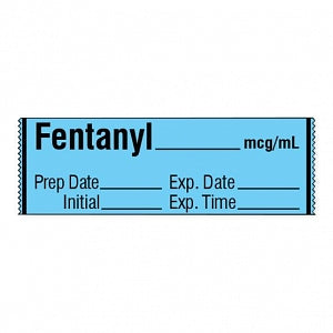 Shamrock Scientific Medication / Drug Labels - Anesthesia Drug Label for Syringe Identification, Tape, Fentanyl, 1/2" x 500", Blue - SA-2413-EXP