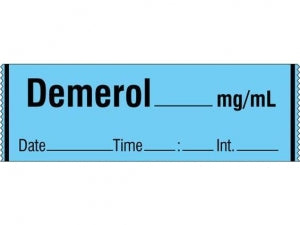 Shamrock Scientific Anesthesia Drug Labels with Date / Time / Initial - Syringe Tape, Demerol - SA-248-DTI