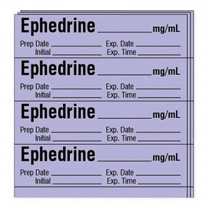 Shamrock Scientific Pre-Cut Anesthesia Drug Labels - Ephedrine Label Tape, Violet, 1/2", 500/Roll - SA-282-EXP