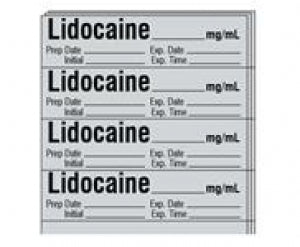 Shamrock Scientific Medication / Drug Labels - Anesthesia Drug Label for Syringe Identification, Lidocaine, Exp Date, Time, 1/2" x 2", Gray - SA-300-EXP-PK