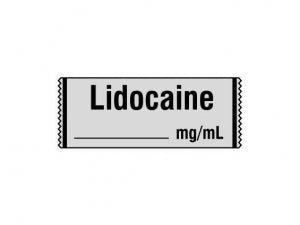 Shamrock Scientific Local Anesthetics Drug Labels - Anesthesia Label, Lidocaine, mg / mL, 1/2" x 500", Gray / Black - SA-300