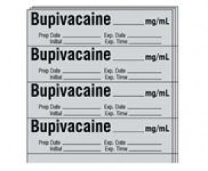 Shamrock Scientific Medication / Drug Labels - Anesthesia Drug Label for Syringe Identification, Bupivacaine, Exp Date, Time, 1/2" x 2", Gray - SA-302-EXP-PK