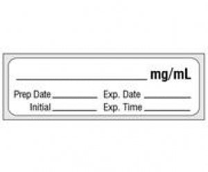 Shamrock Scientific Anesthesia Drug Labels with Date / Time / Initial - Blank Label, White, mg / mL, 333/Roll - SA-3219-EXP