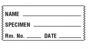 Shamrock Scientific Pre-Cut Identification Labels - Identification Label, Specimen / Pathol, 1" x 2-1/4", White / Black - SL-2