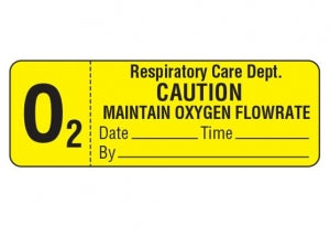 Shamrock Scientific Maintain Oxygen Flowrate Labels - "Respiratory / Oxygen" Label, 1" x 3" - SRT-64