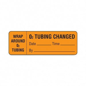 Shamrock Scientific Oxygen Therapy Label - LABEL, O2 TUBING CHANGED, WRAP AROUND - SRT-67