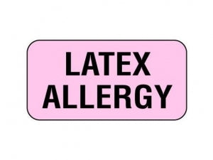 Shamrock Scientific Infection Control Warning Labels - LABEL, LTX ALLERGY 3/4"X1-1/2"/PINK / BLK - UPCR-3010