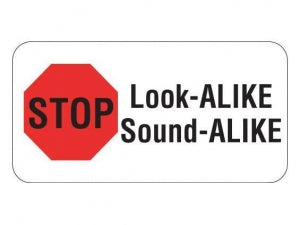 Shamrock Scientific Pharmacy Labels - "Sound and Look Alike" Label, 3/4" x 1-1/2" - UPCR-3042