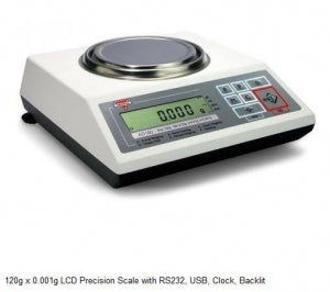 Scientific Industries LCD Precision Scales - Backlit LCD Scale with Clock and USB Port, 120 g x 0.001 g - AD120