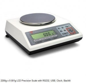 Scientific Industries LCD Precision Scales - Backlit LCD Scale with Clock and USB Port, 2200 g x 0.001 g - AD2200