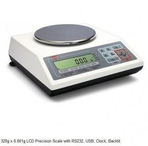 Scientific Industries LCD Precision Scales - Backlit LCD Scale with Clock and USB Port, 320 g x 0.001 g - AD320