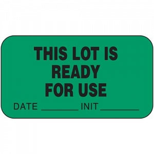 PDC Healthcare Lot Ready For Use Labels - Lot Ready for Use Label, Green - 59704160