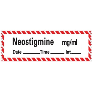 Brady Worldwide Removable Labetalol Anesthesia Tape - "Neostigmine mg / mL" Tape, 1/2" x 200", White / Red - 59726131