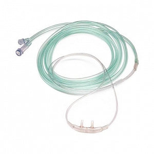 Salter Labs Divided Cannulas - Divided Capnography Cannula, Adult, Male Luer Style, 7' O2 Tube, 2' Pigtail CO2 Tube - 4950-7-7-25