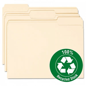 Smead 1/3-Cut 100% Recycled File Folders - 100% Recycled Assorted 1/3 One-Ply Top-Tab Letter-Sized Manila File Folders - 10339