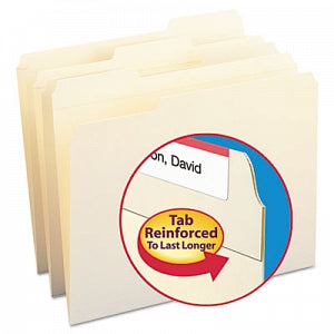 Smead Top Tab Manilla Folder - Recycled Two-Ply File Folders, 1/3 Cut Top Tab, Manila, Letter - 10347