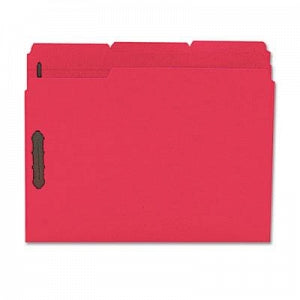 Smead Tab Folders with Two Fasteners - Folders, Two Fasteners, 1/3 Cut Assorted, Top Tab, Letter, Red - 12740