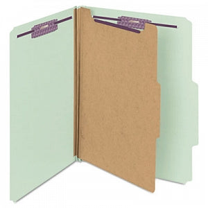 Smead Pressboard Classification Folders with SafeSHIELD - Gray Green 4-Section 2/5 Cut Right Center Top Tab Pressboard Classification Folders, Letter Size - 13776