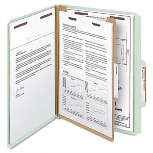 Smead Pressboard Classification Folders with SafeSHIELD - Gray Green 4-Section 2/5 Cut Right Center Top Tab Pressboard Classification Folders, Letter Size - 13776