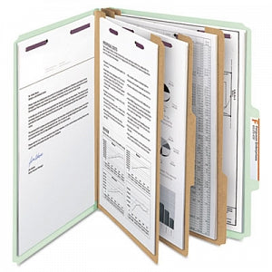 Smead Pressboard Classification Folders - Pressboard Classification Folders, Letter, Eight-Section, Gray-Green - 14091