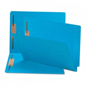 Smead Colored End-Tab Folders with Two Fasteners - Fastener Folders, 2" Capacity, Straight Tab, Letter, Blue - 25040