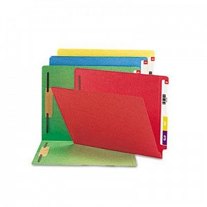 Smead Colored End-Tab Folders with Two Fasteners - Fastener Folders, 2" Capacity, Straight Tab, Letter, Blue - 25040