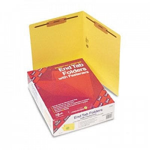 Smead Colored End-Tab Folders with Two Fasteners - Fastener Folders, 2" Capacity, End Tab, Straight, Letter, Yellow - 25940