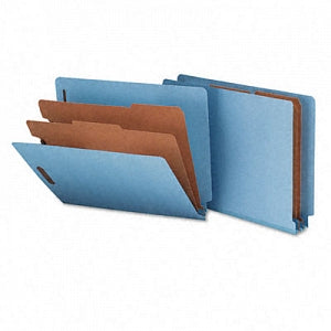 Smead Pressboard End-Tab Classification Folder - Pressboard End Tab Classification Folders, Letter, 6-Section, Blue - 26781