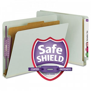 Smead Pressboard End-Tab Classification Folder - Pressboard End Tab Classification Folder, Letter, 4-Section, Gray-Green - 26800