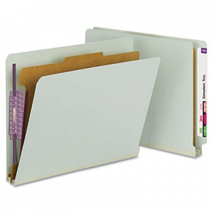 Smead Pressboard End-Tab Classification Folder - Pressboard End Tab Classification Folder, Letter, 4-Section, Gray-Green - 26800