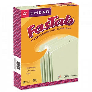 Smead FasTab Hanging File Folder - FasTab Hanging Folders, Letter, 1/3 Tab, Moss - 64082