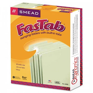 Smead FasTab Hanging File Folder - FasTab Hanging Folders, Letter, 1/3 Tab, Moss - 64082