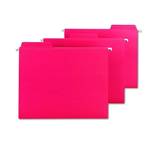 Smead FasTab Hanging File Folder - FasTab Hanging Folders, Letter, 1/3 Tab, Red - 64096