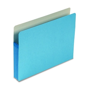 Smead Expansion Colored File Pockets - Blue 3-1/2" Capacity Straight Cut Tab Expanding File Pocket, Letter Size - 73225