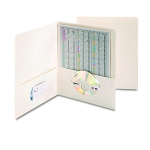 Smead Two-Pocket Folders with Business Card and DVD Slots - White Standard 2-Pocket Folders with Business Card and CD / DVD Slots, Letter Size - 87861