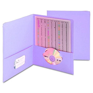 Smead Two-Pocket Folders with Business Card and DVD Slots - Lavender Standard 2-Pocket Folders with Business Card and CD / DVD Slots, Letter Size - 87865