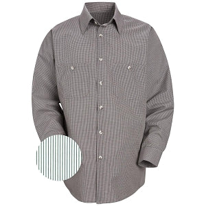 Vf Workwear-Div / Vf Imagewear (W) Long Sleeve Patterned Industrial Work Shirts - Men's Long-Sleeve Industrial Work Shirt, White with Green Stripes, Size 4XL - SP10GW4XL