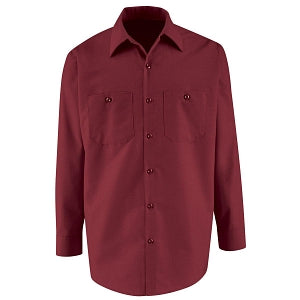 VF Imagewear Long Sleeve Industrial Work Shirts - Men's 65% Poly/35% Cotton Long-Sleeve Industrial Work Shirt, Burgundy, Size S - SP14BYS