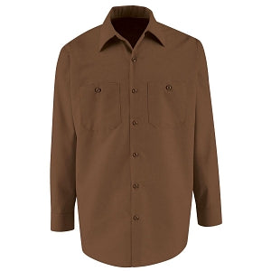 VF Imagewear Long Sleeve Industrial Work Shirts - Men's 65% Poly/35% Cotton Long-Sleeve Industrial Work Shirt, Chocolate Brown, Size 4XL - SP14CB4XL