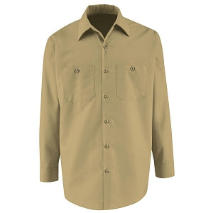 VF Imagewear Long Sleeve Industrial Work Shirts - Men's 65% Poly/35% Cotton Long-Sleeve Industrial Work Shirt, Khaki, Size L - SP14KKL