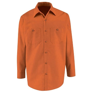 VF Imagewear Long Sleeve Industrial Work Shirts - Men's 65% Poly/35% Cotton Long-Sleeve Industrial Work Shirt, Orange, Size L - SP14ORL